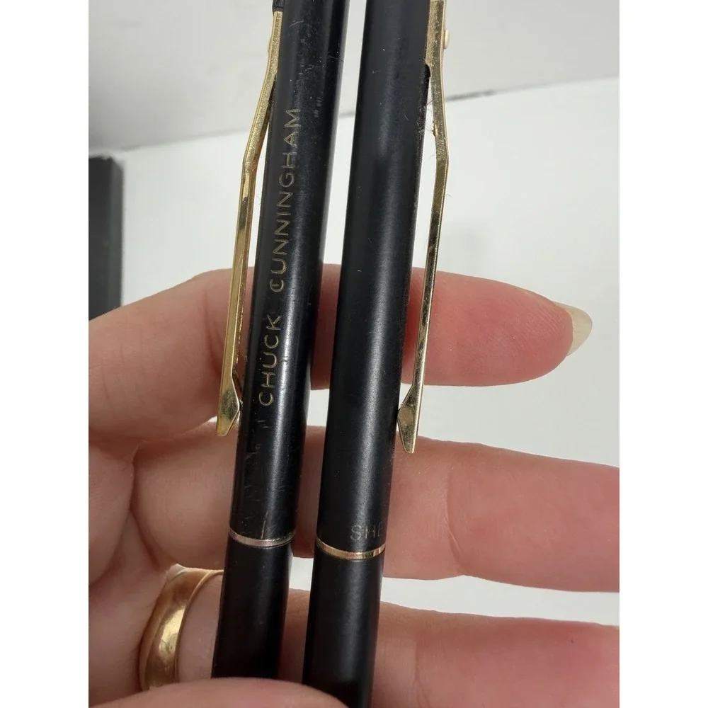 Sheaffer Vintage Snorkel Fountain Pen & Pencil Set Black NOT Working W/ Name Emb